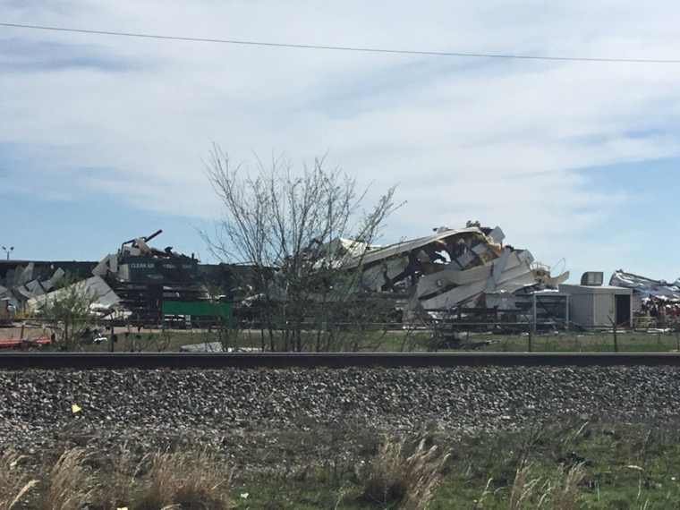 NWS Memphis survey photo showing a metal building completely destroyed by EF3 winds at Jonesboro International Airport, March 2020